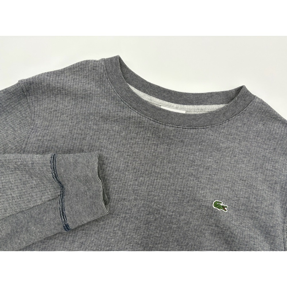 Lacoste Men's Cotton Blue Gray Heathered Crewneck Pullover Sweatshirt, 6, XL